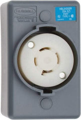 Hubbell Wiring Device-Kellems - 250 VAC, 20 Amp, L15-20R NEMA, Self Grounding Receptacle - 3 Poles, 4 Wire, Female End, Gray - Americas Industrial Supply