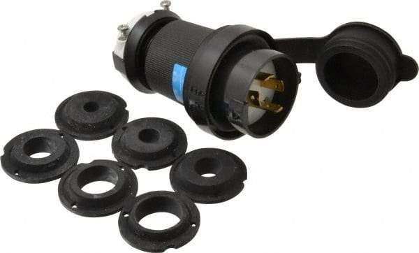 Hubbell Wiring Device-Kellems - 250 VAC, 20 Amp, L15-20P Configuration, Industrial Grade, Self Grounding Plug - 3 Phase, 3 Poles, IP66, 0.35 to 1.15 Inch Cord Diameter - Americas Industrial Supply