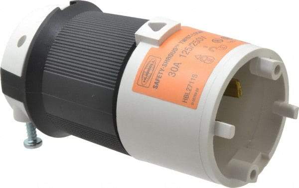 Hubbell Wiring Device-Kellems - 125/250 VAC, 30 Amp, L14-30P Configuration, Industrial Grade, Self Grounding Plug - 1 Phase, 3 Poles, IP20, 0.35 to 1.15 Inch Cord Diameter - Americas Industrial Supply