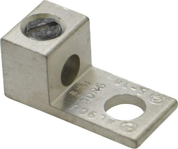 Thomas & Betts - 14-6 AWG Noninsulated Compression Connection Square Ring Terminal - 1/4" Stud, 1-3/64" OAL x 1/2" Wide, Tin Plated Aluminum Contact - Americas Industrial Supply