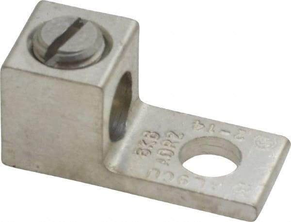 Thomas & Betts - 14-2 AWG Noninsulated Compression Connection Square Ring Terminal - 1/4" Stud, 1-5/32" OAL x 1/2" Wide, Tin Plated Aluminum Contact - Americas Industrial Supply