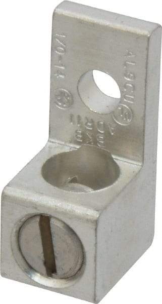 Thomas & Betts - 14-1/0 AWG Noninsulated Compression Connection Square Ring Terminal - 1/4" Stud, 1-15/32" OAL x 5/8" Wide, Tin Plated Aluminum Contact - Americas Industrial Supply