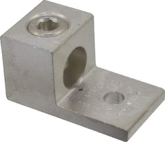 Thomas & Betts - 4 AWG Noninsulated Compression Connection Square Ring Terminal - 3/8" Stud, 2-13/16" OAL x 1-1/2" Wide, Tin Plated Aluminum Contact - Americas Industrial Supply