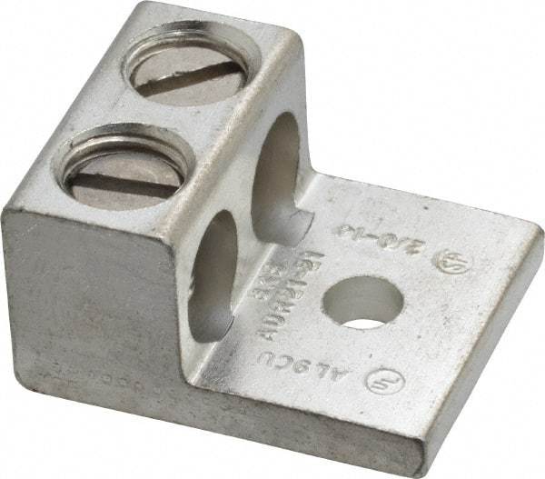 Thomas & Betts - 14-2/0 AWG Noninsulated Compression Connection Rectangle Ring Terminal - 1/4" Stud, 1-15/32" OAL x 1-1/4" Wide, Tin Plated Aluminum Contact - Americas Industrial Supply