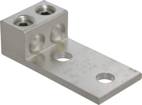 Thomas & Betts - 6 AWG Noninsulated Compression Connection Rectangle Ring Terminal - 1/2" Stud, 4-1/4" OAL x 2-19/64" Wide, Tin Plated Aluminum Contact - Americas Industrial Supply