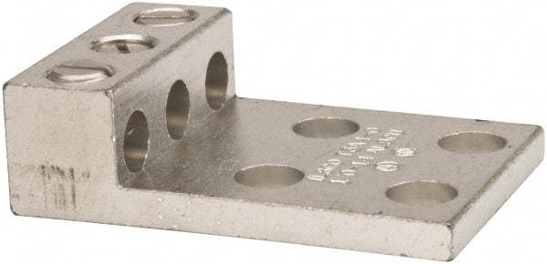 Thomas & Betts - 14-1/0 AWG Noninsulated Compression Connection Rectangle Ring Terminal - 3/8" Stud, 2-29/32" OAL x 2" Wide, Tin Plated Aluminum Contact - Americas Industrial Supply