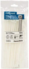 Thomas & Betts - 8-1/2" Long Natural (Color) Nylon Standard Cable Tie - 40 Lb Tensile Strength, 1.13mm Thick, 4" Max Bundle Diam - Americas Industrial Supply