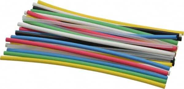 3M - 6" Long, 2:1, Polyolefin Heat Shrink Electrical Tubing - Black, Blue, Clear, Green, Red, White, Yellow - Americas Industrial Supply