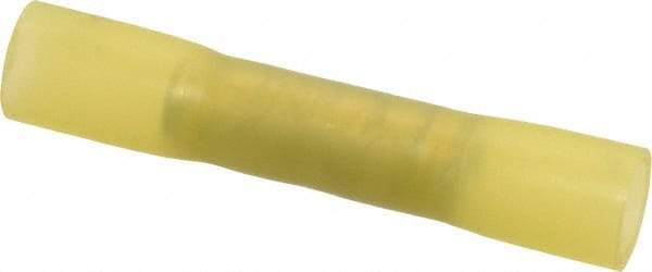 3M - 12 to 10 AWG Compatible, Heat Shrink & Nylon Fully Insulated, Crimp-On Butt Splice Terminal - 2 Wire Entries, 1-1/2" OAL, Yellow - Americas Industrial Supply