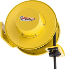 Conductix - 12 AWG, 40' Cable Length, Cord & Cable Reel with Bare End - 3 Outlets, NEMA 5-20R, 20 Amps, SEOW-A Cable, Yellow Reel, Spring Driven Reel - Americas Industrial Supply