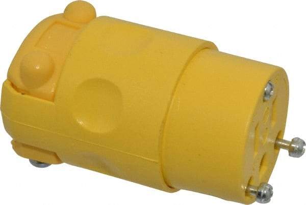 Leviton - 125 VAC, 15 Amp, 5-15R NEMA, Straight, Self Grounding, Residential Grade Connector - 2 Pole, 3 Wire, 1 Phase, PVC, Yellow - Americas Industrial Supply