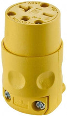 Leviton - 250 VAC, 20 Amp, 6-20R NEMA, Straight, Self Grounding, Commercial Grade Connector - 2 Pole, 3 Wire, 3 Phase, PVC, Yellow - Americas Industrial Supply