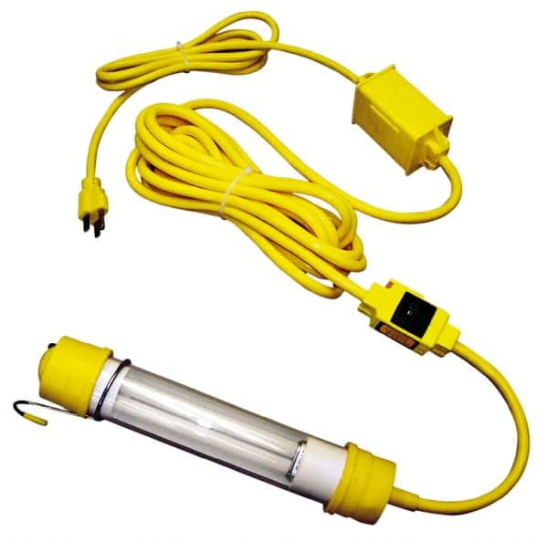 Made in USA - 120 Volt, 13 Watt, Electric, Fluorescent Portable Hook Work Light - 25' Cord, 1 Head - Americas Industrial Supply