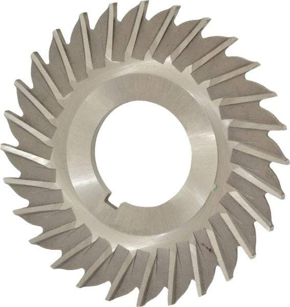 Made in USA - 2-1/2" Blade Diam x 3/32" Blade Thickness, 7/8" Hole, 28 Teeth, High Speed Steel Side Chip Saw - Straight Tooth, Arbor Connection, Right Hand Cut, Uncoated, with Keyway - Americas Industrial Supply