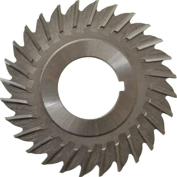 Made in USA - 2-1/2" Blade Diam x 1/8" Blade Thickness, 7/8" Hole, 28 Teeth, High Speed Steel Side Chip Saw - Straight Tooth, Arbor Connection, Right Hand Cut, Uncoated, with Keyway - Americas Industrial Supply