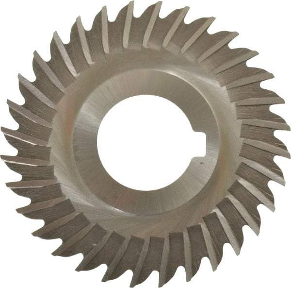 Made in USA - 3" Blade Diam x 1/16" Blade Thickness, 1" Hole, 32 Teeth, High Speed Steel Side Chip Saw - Straight Tooth, Arbor Connection, Right Hand Cut, Uncoated, with Keyway - Americas Industrial Supply