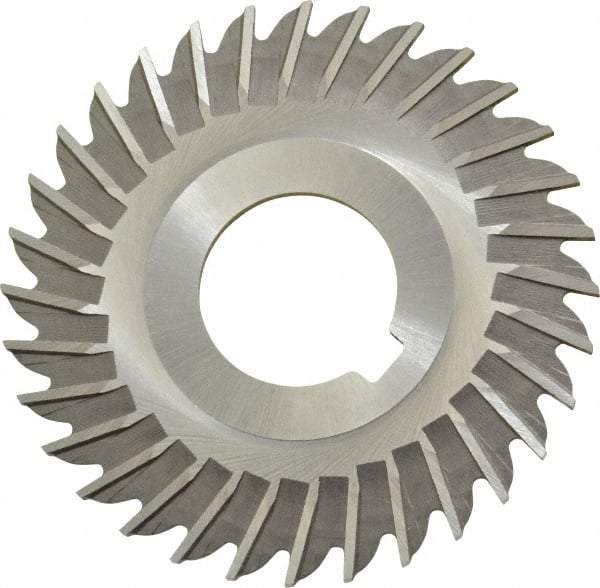 Made in USA - 3" Blade Diam x 5/64" Blade Thickness, 1" Hole, 32 Teeth, High Speed Steel Side Chip Saw - Straight Tooth, Arbor Connection, Right Hand Cut, Uncoated, with Keyway - Americas Industrial Supply