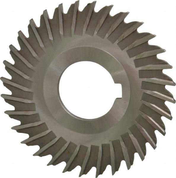 Made in USA - 3" Blade Diam x 7/64" Blade Thickness, 1" Hole, 32 Teeth, High Speed Steel Side Chip Saw - Straight Tooth, Arbor Connection, Right Hand Cut, Uncoated, with Keyway - Americas Industrial Supply