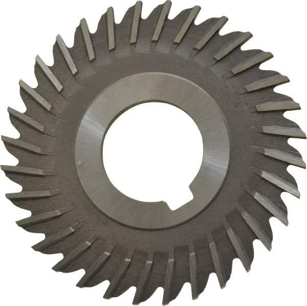 Made in USA - 3" Blade Diam x 1/8" Blade Thickness, 1" Hole, 32 Teeth, High Speed Steel Side Chip Saw - Straight Tooth, Arbor Connection, Right Hand Cut, Uncoated, with Keyway - Americas Industrial Supply