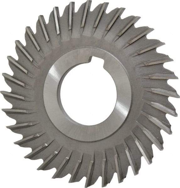 Made in USA - 3" Blade Diam x 9/64" Blade Thickness, 1" Hole, 32 Teeth, High Speed Steel Side Chip Saw - Straight Tooth, Arbor Connection, Right Hand Cut, Uncoated, with Keyway - Americas Industrial Supply