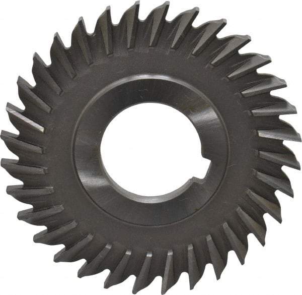 Made in USA - 3" Blade Diam x 3/16" Blade Thickness, 1" Hole, 32 Teeth, High Speed Steel Side Chip Saw - Straight Tooth, Arbor Connection, Right Hand Cut, Uncoated, with Keyway - Americas Industrial Supply