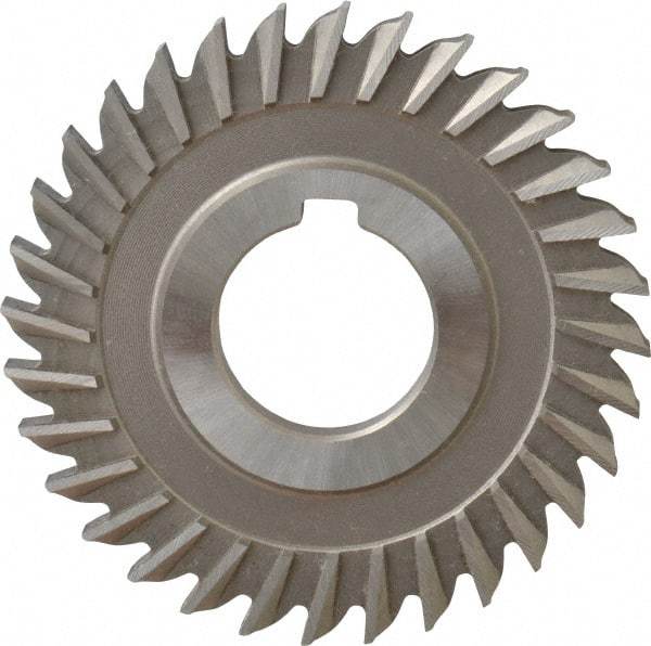 Made in USA - 3" Blade Diam x 1/4" Blade Thickness, 1" Hole, 32 Teeth, High Speed Steel Side Chip Saw - Straight Tooth, Arbor Connection, Right Hand Cut, Uncoated, with Keyway - Americas Industrial Supply