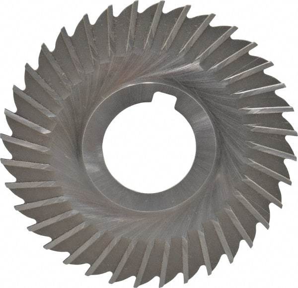 Made in USA - 4" Blade Diam x 1/16" Blade Thickness, 1-1/4" Hole, 36 Teeth, High Speed Steel Side Chip Saw - Straight Tooth, Arbor Connection, Right Hand Cut, Uncoated, with Keyway - Americas Industrial Supply