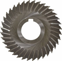 Made in USA - 4" Blade Diam x 7/64" Blade Thickness, 1-1/4" Hole, 36 Teeth, High Speed Steel Side Chip Saw - Straight Tooth, Arbor Connection, Right Hand Cut, Uncoated, with Keyway - Americas Industrial Supply