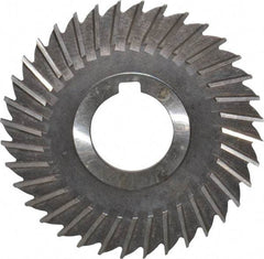 Made in USA - 4" Blade Diam x 9/64" Blade Thickness, 1-1/4" Hole, 36 Teeth, High Speed Steel Side Chip Saw - Straight Tooth, Arbor Connection, Right Hand Cut, Uncoated, with Keyway - Americas Industrial Supply