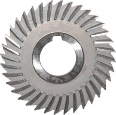 Made in USA - 4" Blade Diam x 3/16" Blade Thickness, 1-1/4" Hole, 36 Teeth, High Speed Steel Side Chip Saw - Straight Tooth, Arbor Connection, Right Hand Cut, Uncoated, with Keyway - Americas Industrial Supply