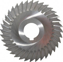 Made in USA - 4" Blade Diam x 1/16" Blade Thickness, 1" Hole, 36 Teeth, High Speed Steel Side Chip Saw - Straight Tooth, Arbor Connection, Right Hand Cut, Uncoated, with Keyway - Americas Industrial Supply