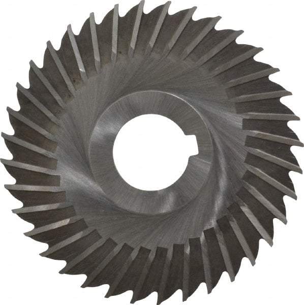 Made in USA - 4" Blade Diam x 5/64" Blade Thickness, 1" Hole, 36 Teeth, High Speed Steel Side Chip Saw - Straight Tooth, Arbor Connection, Right Hand Cut, Uncoated, with Keyway - Americas Industrial Supply