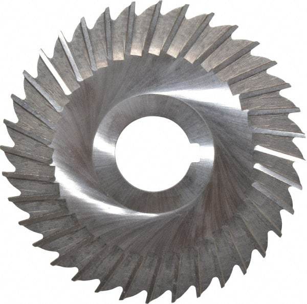 Made in USA - 4" Blade Diam x 3/32" Blade Thickness, 1" Hole, 36 Teeth, High Speed Steel Side Chip Saw - Straight Tooth, Arbor Connection, Right Hand Cut, Uncoated, with Keyway - Americas Industrial Supply