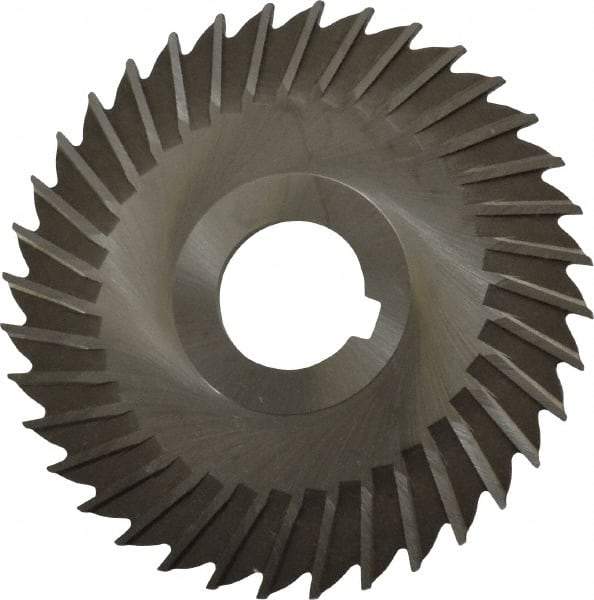 Made in USA - 4" Blade Diam x 7/64" Blade Thickness, 1" Hole, 36 Teeth, High Speed Steel Side Chip Saw - Straight Tooth, Arbor Connection, Right Hand Cut, Uncoated, with Keyway - Americas Industrial Supply