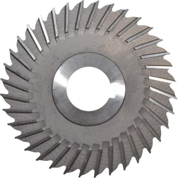 Made in USA - 4" Blade Diam x 1/8" Blade Thickness, 1" Hole, 36 Teeth, High Speed Steel Side Chip Saw - Straight Tooth, Arbor Connection, Right Hand Cut, Uncoated, with Keyway - Americas Industrial Supply