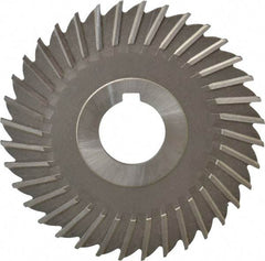 Made in USA - 4" Blade Diam x 9/64" Blade Thickness, 1" Hole, 36 Teeth, High Speed Steel Side Chip Saw - Straight Tooth, Arbor Connection, Right Hand Cut, Uncoated, with Keyway - Americas Industrial Supply