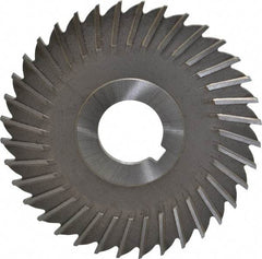 Made in USA - 4" Blade Diam x 11/64" Blade Thickness, 1" Hole, 36 Teeth, High Speed Steel Side Chip Saw - Straight Tooth, Arbor Connection, Right Hand Cut, Uncoated, with Keyway - Americas Industrial Supply