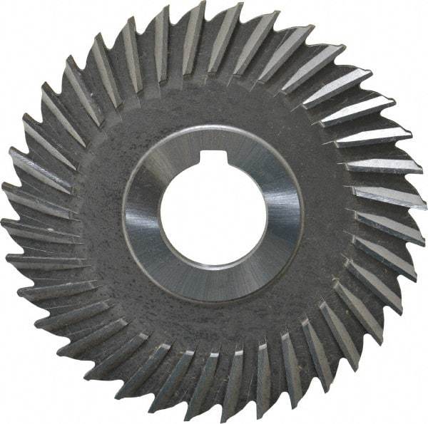 Made in USA - 4" Blade Diam x 3/16" Blade Thickness, 1" Hole, 36 Teeth, High Speed Steel Side Chip Saw - Straight Tooth, Arbor Connection, Right Hand Cut, Uncoated, with Keyway - Americas Industrial Supply