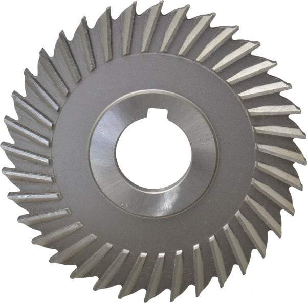 Made in USA - 4" Blade Diam x 1/4" Blade Thickness, 1" Hole, 36 Teeth, High Speed Steel Side Chip Saw - Straight Tooth, Arbor Connection, Right Hand Cut, Uncoated, with Keyway - Americas Industrial Supply