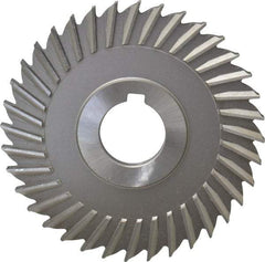 Made in USA - 4" Blade Diam x 1/4" Blade Thickness, 1" Hole, 36 Teeth, High Speed Steel Side Chip Saw - Straight Tooth, Arbor Connection, Right Hand Cut, Uncoated, with Keyway - Americas Industrial Supply