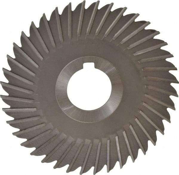 Made in USA - 5" Blade Diam x 1/8" Blade Thickness, 1-1/4" Hole, 40 Teeth, High Speed Steel Side Chip Saw - Straight Tooth, Arbor Connection, Right Hand Cut, Uncoated, with Keyway - Americas Industrial Supply