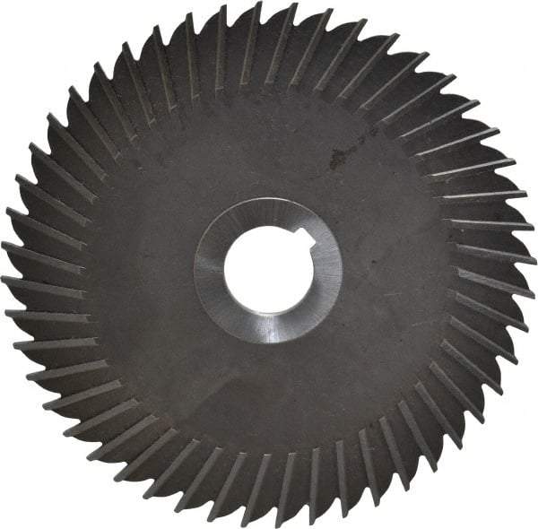 Made in USA - 6" Blade Diam x 1/8" Blade Thickness, 1" Hole, 48 Teeth, High Speed Steel Side Chip Saw - Straight Tooth, Arbor Connection, Right Hand Cut, Uncoated, with Keyway - Americas Industrial Supply