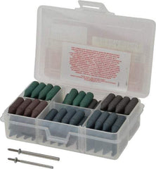 Made in USA - 102 Piece Rubberized Abrasive Point Set - Includes 2 Mandrels & 100 Points - Americas Industrial Supply