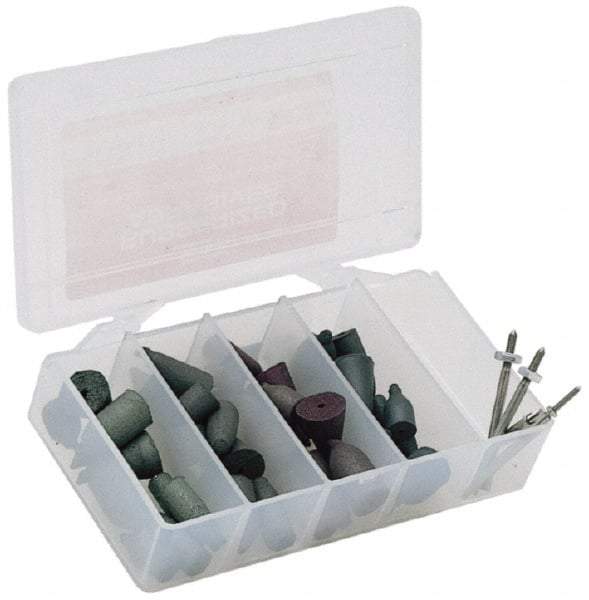 Made in USA - 102 Piece Rubberized Abrasive Point Set - Includes 1/8 Inch Diameter Shank - Americas Industrial Supply
