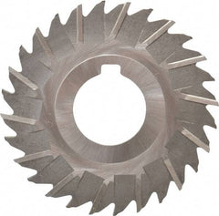 Made in USA - 3" Blade Diam x 1/16" Blade Thickness, 1" Hole, 28 Teeth, High Speed Steel Side Chip Saw - Staggered Tooth, Arbor Connection, Right Hand Cut, Uncoated, with Keyway - Americas Industrial Supply