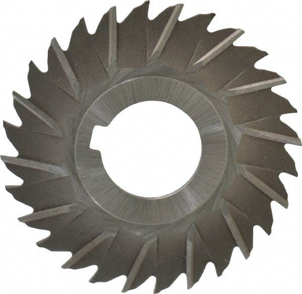 Made in USA - 3" Blade Diam x 5/64" Blade Thickness, 1" Hole, 28 Teeth, High Speed Steel Side Chip Saw - Staggered Tooth, Arbor Connection, Right Hand Cut, Uncoated, with Keyway - Americas Industrial Supply