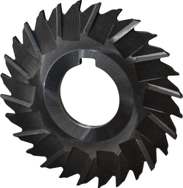 Made in USA - 3" Blade Diam x 7/64" Blade Thickness, 1" Hole, 28 Teeth, High Speed Steel Side Chip Saw - Staggered Tooth, Arbor Connection, Right Hand Cut, Uncoated, with Keyway - Americas Industrial Supply