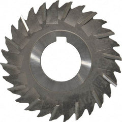 Made in USA - 3" Blade Diam x 1/8" Blade Thickness, 1" Hole, 28 Teeth, High Speed Steel Side Chip Saw - Staggered Tooth, Arbor Connection, Right Hand Cut, Uncoated, with Keyway - Americas Industrial Supply