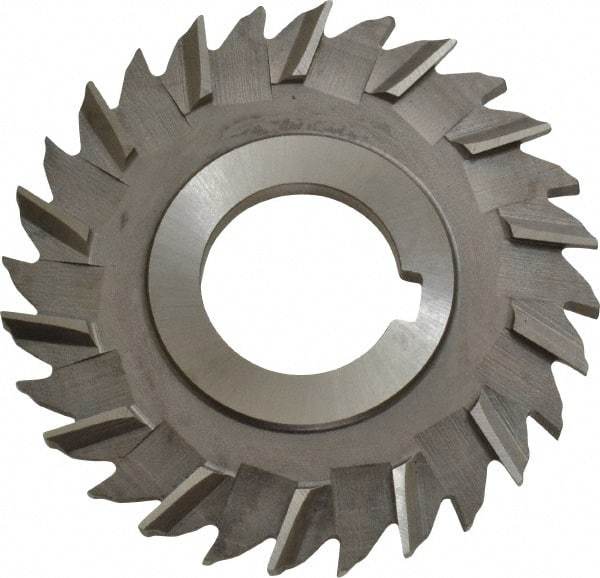 Made in USA - 3" Blade Diam x 3/16" Blade Thickness, 1" Hole, 28 Teeth, High Speed Steel Side Chip Saw - Staggered Tooth, Arbor Connection, Right Hand Cut, Uncoated, with Keyway - Americas Industrial Supply