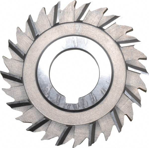 Made in USA - 3" Blade Diam x 1/4" Blade Thickness, 1" Hole, 28 Teeth, High Speed Steel Side Chip Saw - Staggered Tooth, Arbor Connection, Right Hand Cut, Uncoated, with Keyway - Americas Industrial Supply